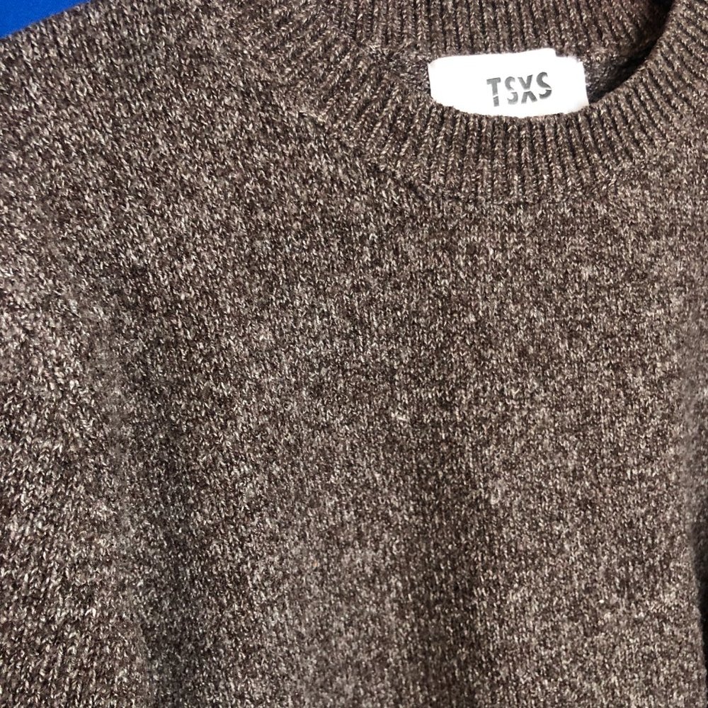 TSXS White and Brown Grain Pattern Warm Sweater - Picture 4 of 5